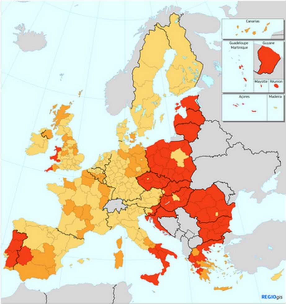 3.EU の結束政策の今後の展望 ( 次期 MFF 案に係る論点 ) 3 地域区分の見直し EU 全域を対象とすることを維持しつつ 地域区分の閾値を見直し 現行先進地域 ( 一人あたり GDP が EU 平均の