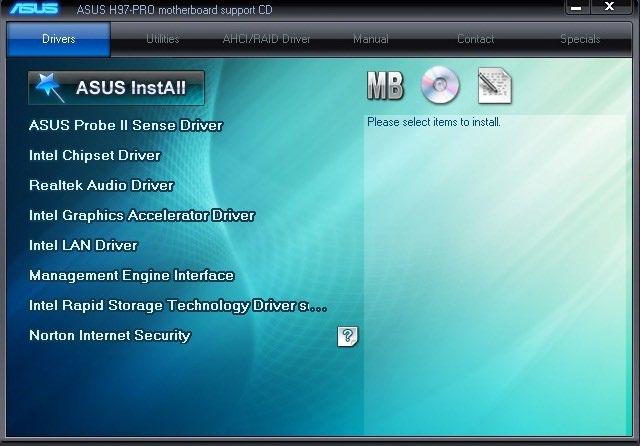 サポート DVD メニュー ドライバー AHCI/RAID ドライバーマニュアル ユーティリティ コンタクト