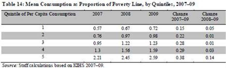 所得階層別の平均消費と貧困線の関係 (2007 年
