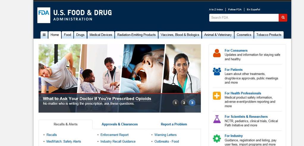米国 FDA ホームページ 米国における医薬品等のリコールや安全性に関する警告などの情報が掲載されています Recalls & Safty Alerts