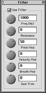 Use Filter Freq(Hz) Hz Resonance Q 3 Pitch Mod