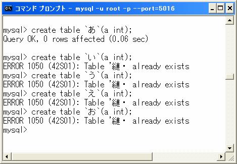 日本語テーブル名問題 Utf8