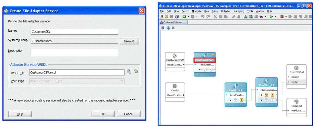 設定の確認およびサービスの作成 - WSDL ファイル設定を確認する - Name フィールドが CustomerCSV になっていることを確認する - System/Groups フィールドが CustomerData になっていることを確認する - WSDL File フィールドが CustomerCSV.