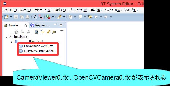 動作確認 サンプルの RTC を起動して簡単な動作確認を行う ポートの接続 アクティブ化 サンプルの RTC の起動手順 CameraViewer コンポーネント OpenCVCamera コンポーネントを起動 Windows 7 スタート すべてのプログラム OpenRTM-aist 1.1.2 Components OpenCV- Examples OpenCVCameraComp.