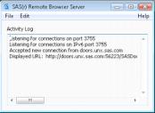 Remote Browser Server という小さなソフトウェアエージェントがインストールされます リモートブラウジングの実行プロセスは 下記の図のとおりです SAS は Web で表示する情報 ( ヘルプや ODS 出力など ) を参照するための URL を生成し その URL をデスクトップコンピュータ上の SAS Remote Browser