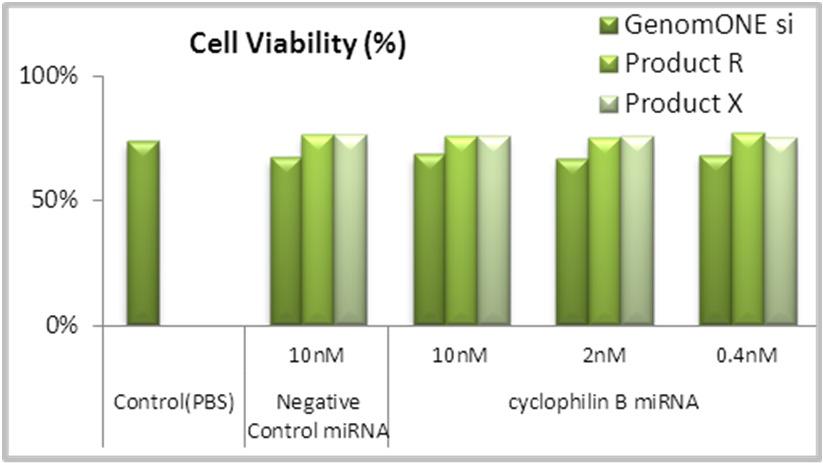 BALB/c mouse primary T cells mirna transfection Cyclophilin B a b c d e GenomONE-si Product R Product X β-actin f g h i j GenomONE-si Product R Product X a, f: Control(PBS) b, g: Negative control