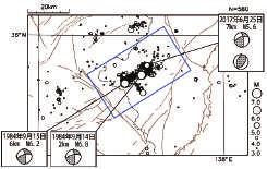 0) 北美濃地震 d 松代群発地震 回の地震発震機構 ( 初動解 ) 分布図 (1984 年 1 月 1 日 ~2017 年 7 月 31 日 深さ0~30km M 2.