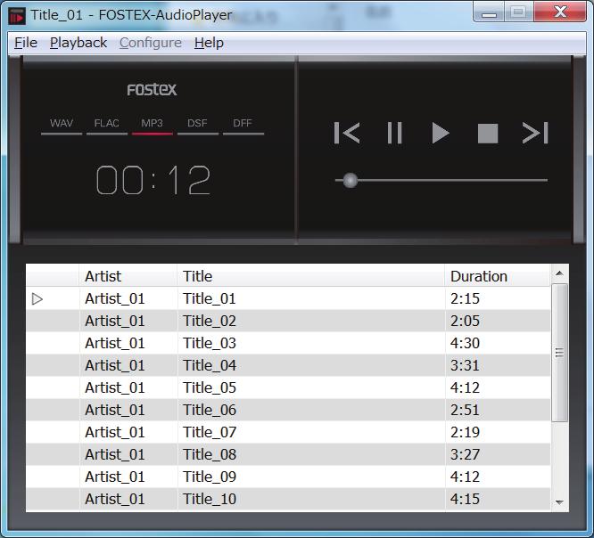操作マニュアル 高音質音楽再生ソフトウェア FOSTEX-AudioPlayer ( 画面は