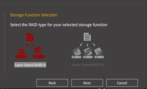 5. Easy Backup または Super Speed のいずれかから構築する RAID タイプを選択し Next をクリックします a.