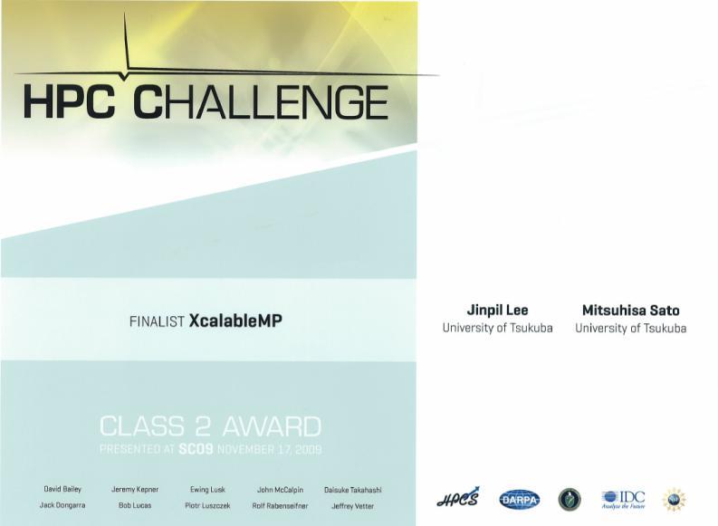 HPCC ベンチマークのプログラミングと性能 HPC Challenge Benchmark Class2 新しい並列プログラミング言語での記述性と性能を競うカテゴリ Class1 はシステム性能 4 つのベンチマーク