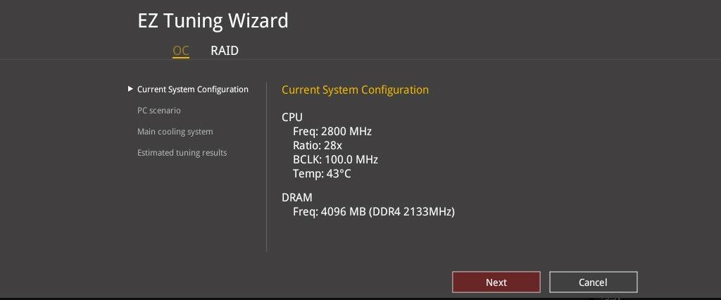 3.2.4 EZ Tuning Wizard 設定ウィザード表示される画面の選択肢を選ぶだけで 簡単にシステムのオーバークロックや RAID の構築をすることができます システムオーバークロック R AID セットアップ オーバークロック設定手順 1.