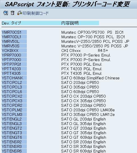 プリンタバーコード用のデバイスリスト 使用する SATO Device Type( 先頭に