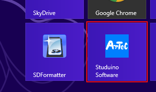 2.2. Studuino プログラミング 環 境 の 起 動 Windows XP / Vista / 7 インストール 完 了 後 スタートメニュー に 登 録 される Studuino Software を 選 択 することで Studuino プログラミン グ 環 境 を 起 動 することができます スタ ートメニューに Studuino Software のアイコンがない 場 合 は