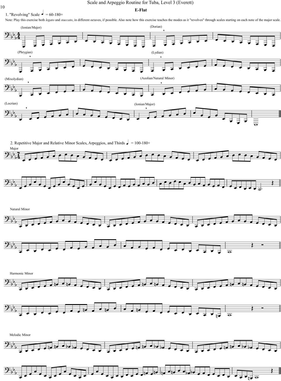 Also note ho this exercise teaches the modes as it "revolves" through scales starting on each note of the major scale.