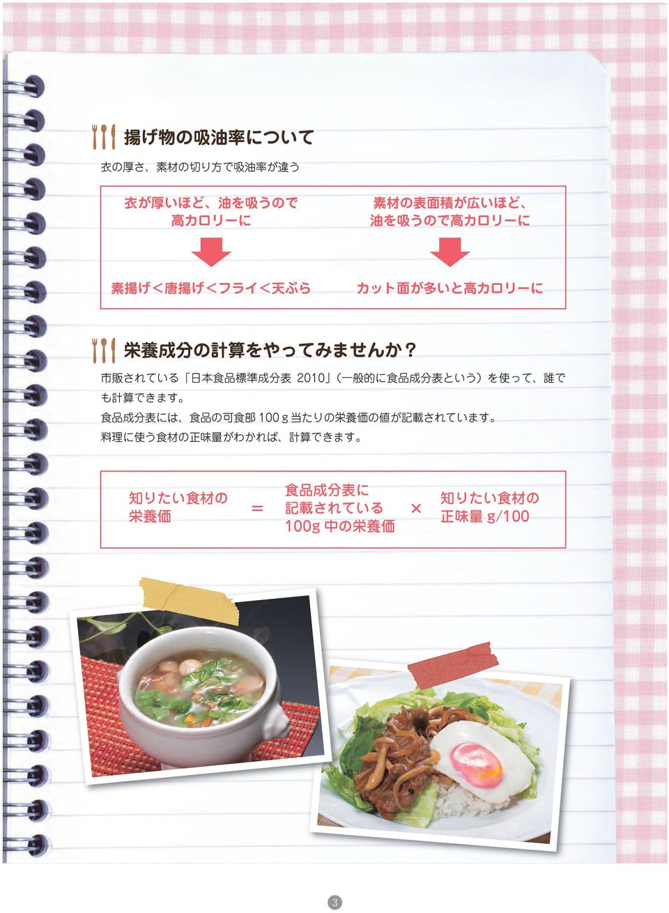 日本食品標準成分表 2010 一般的に食品成分表という を使って 誰で も計算できます 食品成分表には 食品の可食部