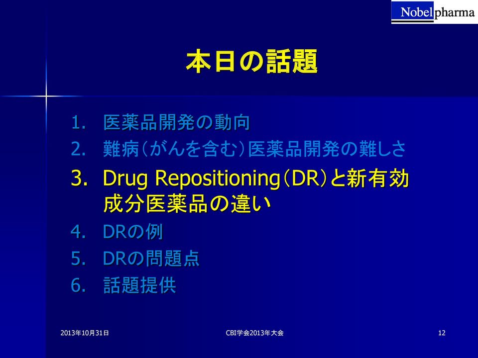 Drug Repositioning(DR)と 新 有 効 成 分 医 薬 品 の 違 い
