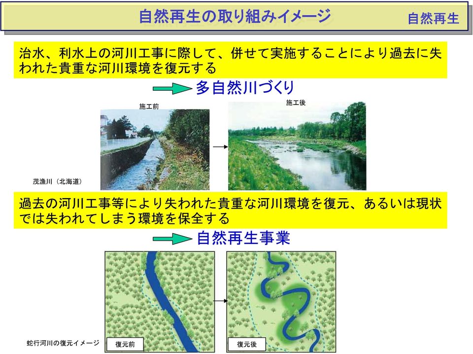 茂 漁 川 ( 北 海 道 ) 過 去 の 河 川 工 事 等 により 失 われた 貴 重 な 河 川 環 境 を 復 元 あるいは