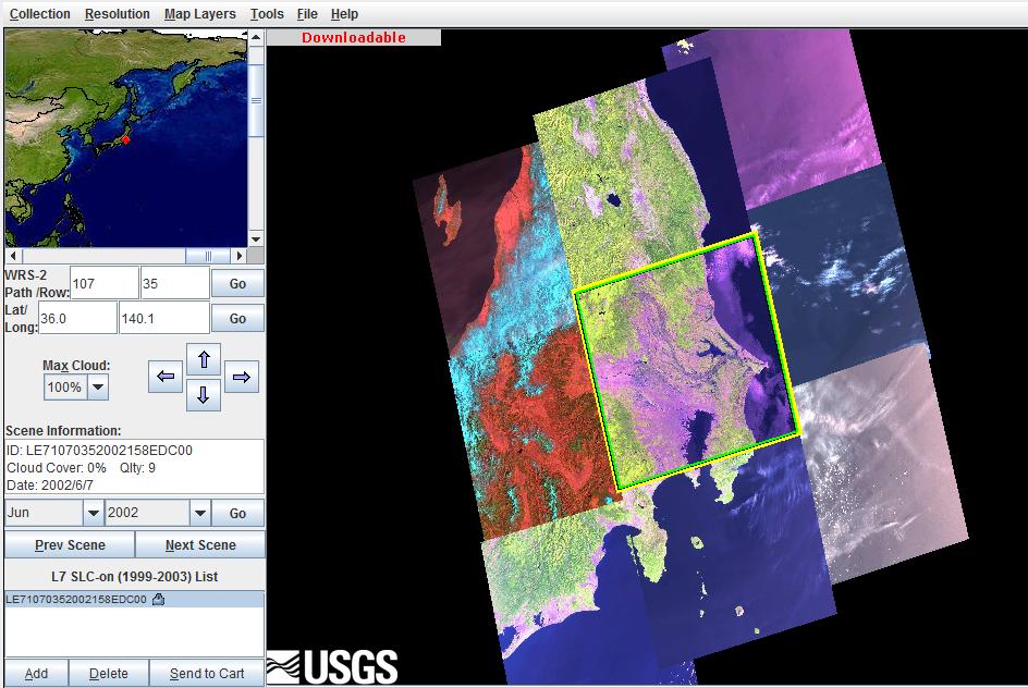 2.ランドサットデータの 入 手 方 法 ランドサットのデータは アメリカ 地 質 調 査 所 (USGS)のGlovisのサイトから 入 手 できます Glovisのサイトにアクセスします 右 下 のような 画 面 が 表 示 されます