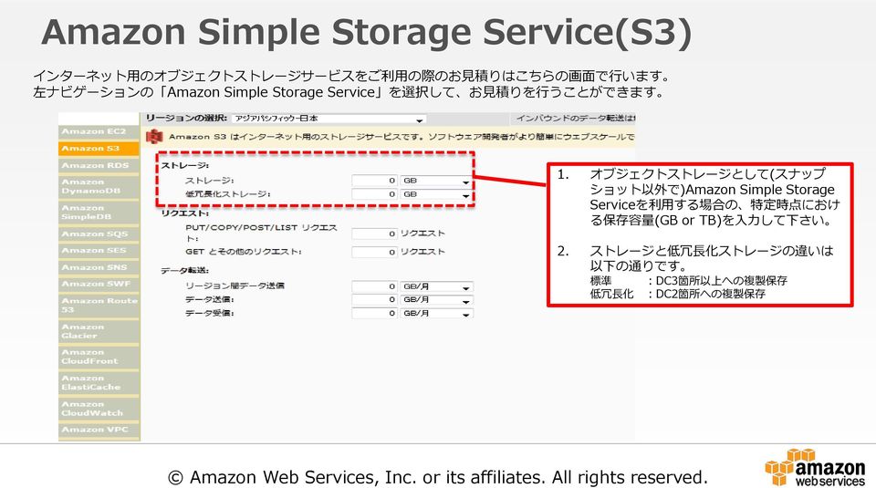 オブジェクトストレージとして(スナップ ショット 以 外 で)Amazon Simple Storage Serviceを 利 用 する 場 合 の 特 定 時 点 におけ る 保 存 容 量