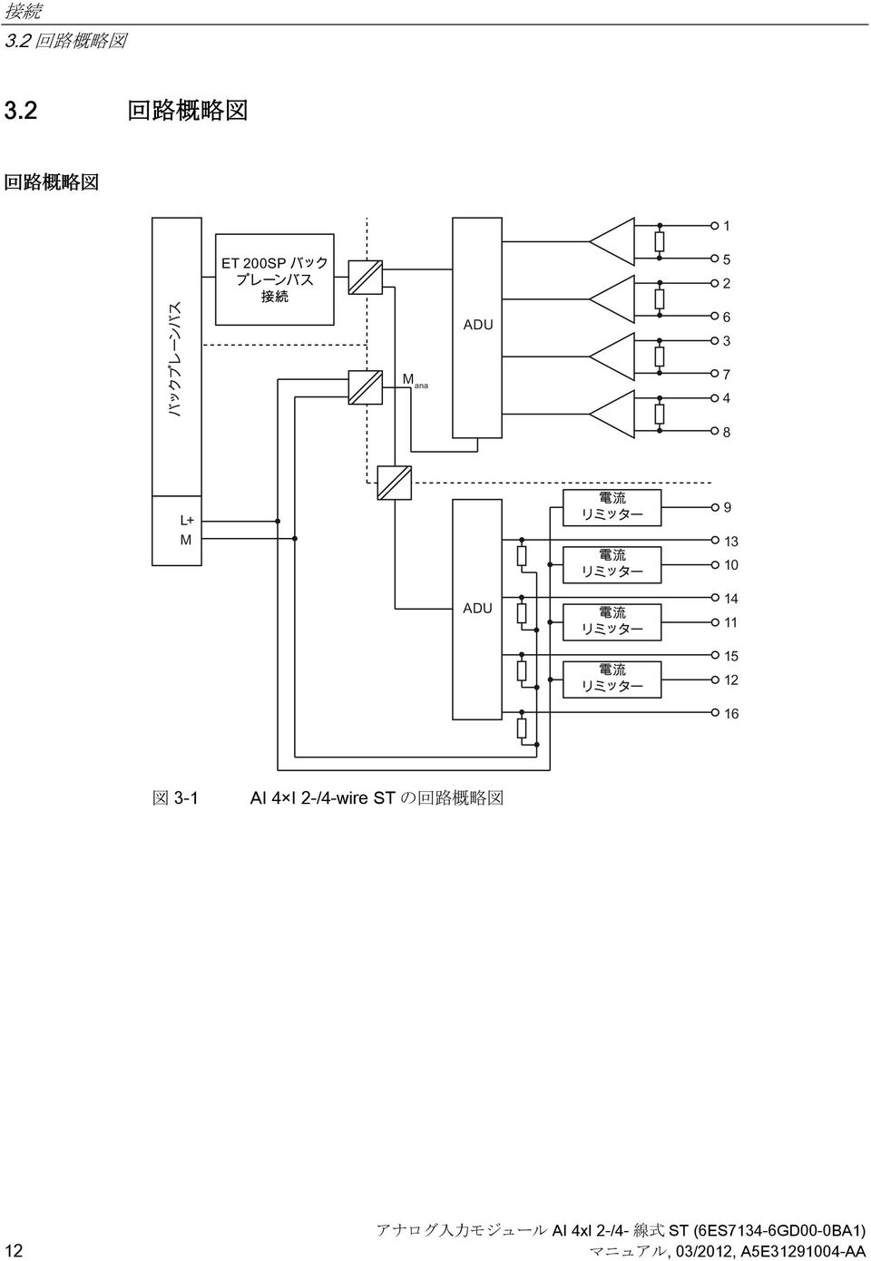 AI 4 I 2-/4-wire ST の 回 路 概