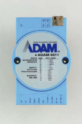ADAM-4011 RS-485 熱電対入力モジュール J, K, T, E, R, S 及び B タイプの熱電対入力に対応, mv, V, ma の入力タイプ 1 点のデジタル入力と 2 点のデジタル出力 イベントカウンタ Low/High のアラーム機能 アナログ入力 入力点数 1 解像度 16 bit 入力タイプ T/C, mv, V, ma 入力範囲 ±15 mv, ±50 mv,