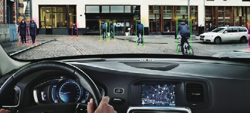 前方の歩行者や車と 走行車両との車間距離を検知 接近しすぎると フロントガラスの低い位置に 同じ方向に走っている自転車に対するリスクをも遠ざけます 警告灯が点灯し 適切な車間距離を保つよう注意を促します BLIS