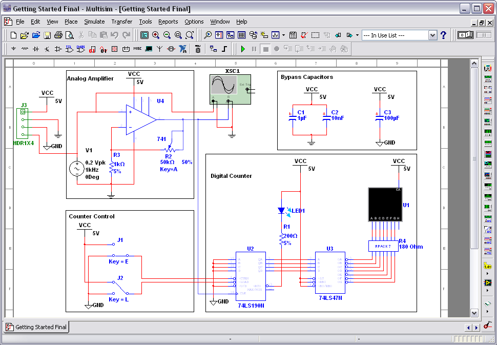 Chapter 2 Multisim Tutorial Schematic Capture In this section, you will place and wire the components in the circuit shown below.