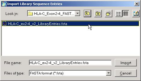 5. Import Library Sequence Entries a.