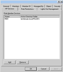 図 54 [HP Devices] タブ [Members] ユーザーオブジェクトが作成された後 [Members] タブを使用してロール内でユーザーを管理できます [Add] をクリックすると