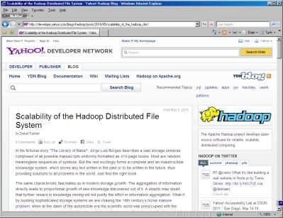 Hadoop のサイジング : コモディティハードウェアはローエンドという意味ではない 出典 : http://developer.yahoo.