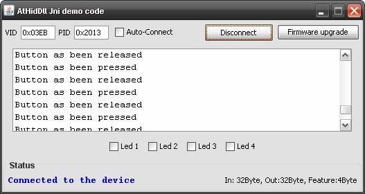 3.2.2. 使用者インターフェース GUI ソースコート は JNICodeForHIDDLL フォルタ で利用可能です この下は JAVA 使用者インターフェースです 図 3-3.