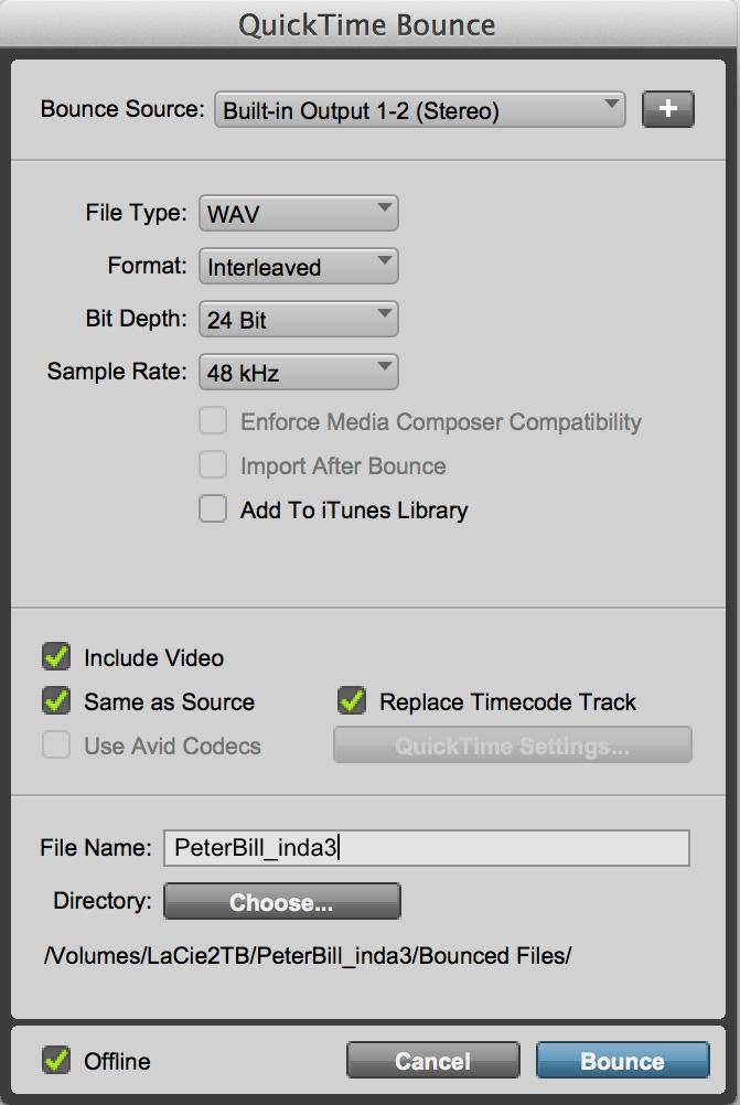 6 QuickTime Replace Timecode Track QuickTime QuickTime Same as Source