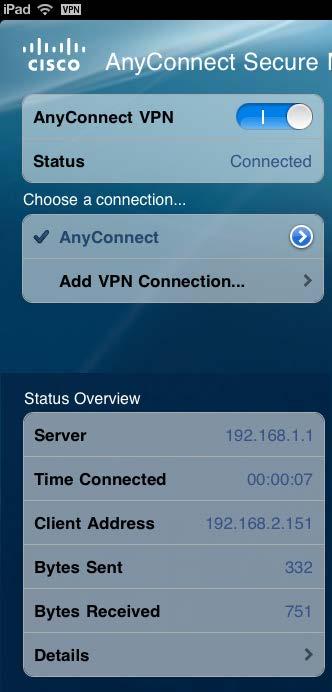 Choose a connection で作成済みの接続プロファイ ルを選択し AnyConnect VPN を