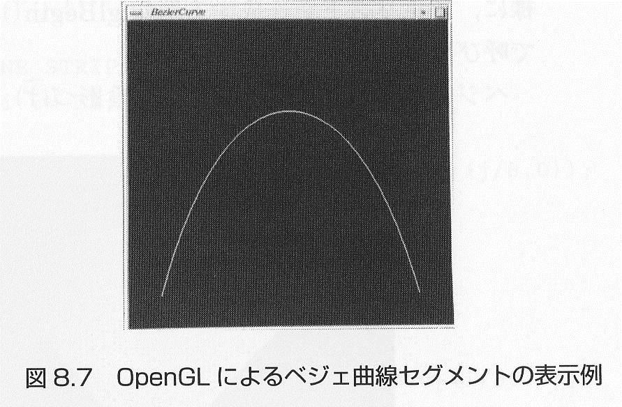 8. ベジエ曲線と曲面 OeGL によるベジエ曲線の生成と表示. ベジエ曲線のパラメータ の範囲と制御点群の座標値を関数 glaf() に与え.