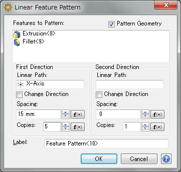 LinearPattern( フィーチャ線形配列