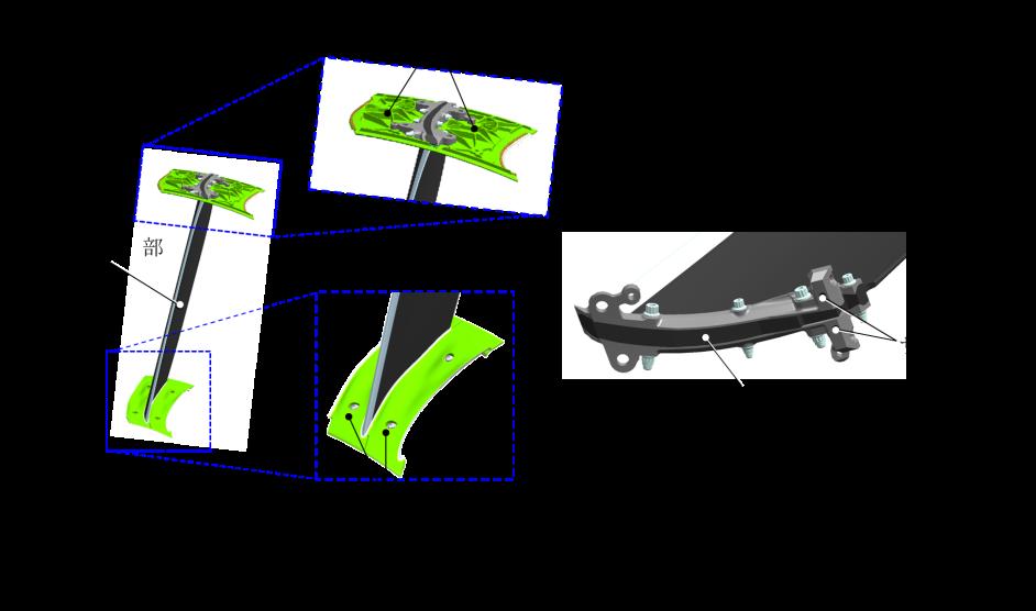 下流に配置されるパイロンとの干渉を抑制するため 異なる 5 種類の翼形状を最適配置している また構造面では ファンケースを支持する機能を有しており 大きい飛行荷重およびファンブレードオフ荷重 (