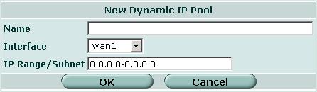 プールの設定 IP プールを追加するには [Firewall] [Virtual IP] [IP Pool] の順に選択します 図 163: 新しいダイナミック IP プール [Name] [Interface] [IP Range/Subnet] IP プールの名前を編集または変更します IP