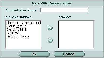 コンセントレータ VPN - IPSEC 図 182: コンセントレータリスト 編集削除 [Create New] コンセントレータオプションの定義 IPSec ハブアンドスポーク設定の新しいコンセントレータを定義します 318 ページの コンセントレータオプションの定義 を参照してください [Concentrator Name] 既存の IPSec VPN コンセントレータの名前