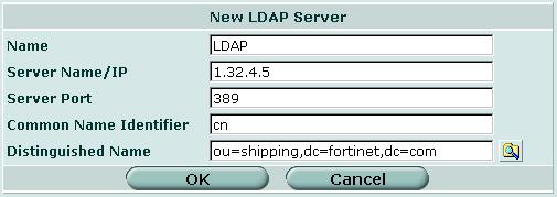 LDAP サーバ ユーザ LDAP サーバを設定するには [User] [LDAP] の順に選択します 図 207: LDAP サーバのリスト LDAP サーバの設定 [Create New] 新しい LDAP サーバを追加します [Name] FortiGate ユニット上の LDAP サーバを識別する名前 [Server Name/IP] LDAP サーバのドメイン名または IP アドレス