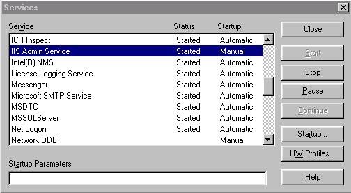 Microsoft Windows NT を実行している場合 maxheapsize 設定を変更した後は IIS Admin サービスを再起動する必要があります Microsoft Windows NT