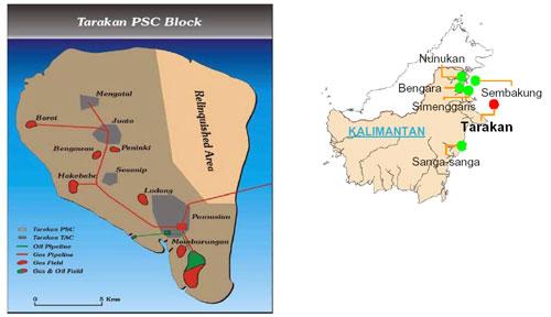 <Tarakan> Contract Area Type of Contract Location Operator Status Contract type Original arceage : Tarakan : PSC : Island of Tarakan northern part of East Kalimantan : Medco E&P : Production :