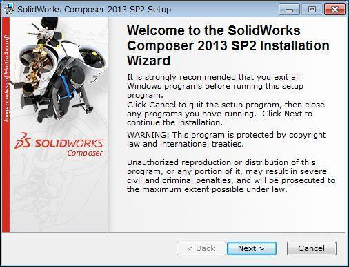Part Ⅰ クライアントインストール 1.SolidWorks Composer インストール方法 SolidWorks Composer 2013 は SolidWorks Customer Portal にログインし ダウンロード (Downloads and Updates) から製品をダウンロードします (1) ダウンロードした (*.