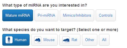 microrna 関連製品検索 対象の製品群及び生物種を設定します 製品群を選択します ( 下記参照 ) 生物種を選択します Mature mirna: microrna 検出 / 定量用 Taqman Assayを検索します