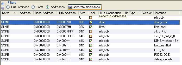 Base Address を設定します ユーザ IP の追加 (37) Filters の Addresses にチェックをつけ, Size を64Kに設定してください