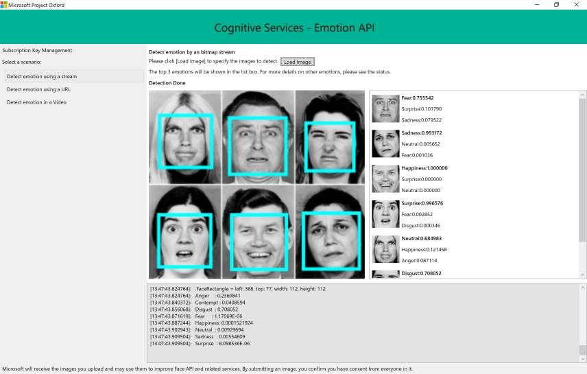 Cognitive Services:Emotion API