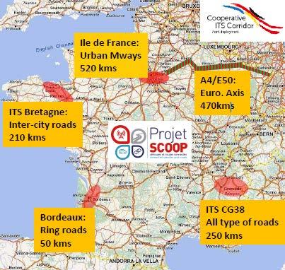欧州 : 実証例 オランダ ドイツ オーストリア政府の合意に基づき幹線高速道路に路車協調システムを導入し実証 フランスでは 2400 台の車両 400