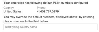 PSTN 番号の初期設定 : 管理者がこのオプションを有効にしている場合