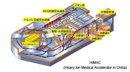 粒子線治療施設 放射線医学総合研究所重粒子加速器 HIMAC 核子あたりの最大加速エネルギーが800MeV