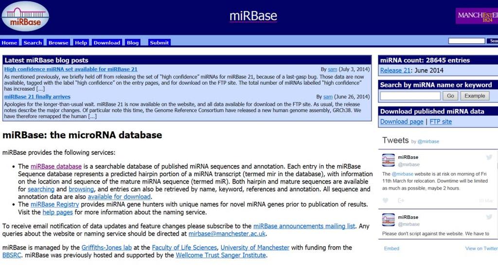 1 ー 6:miRBase http://www.mirbase.