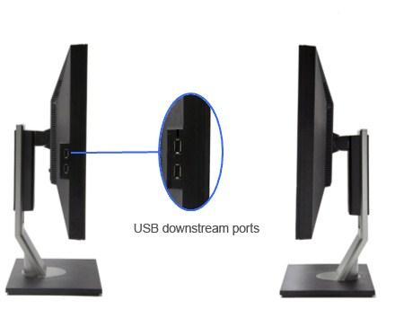 7 USB ダウンストリームポート USB デバイスを接続してください 8 ケーブル管理スロット スロットを通してケーブルを配置することで ケーブルを整理します 側面図 左側面図 右側面図 底面図 底部図 モニタスタンド付き底面図 ラベル説明使用 1 AC